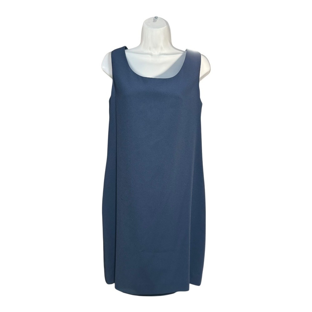 Jacqueline Ferrar Vintage Sleeveless Sheath Blue Workwear Classic Chic Minimal